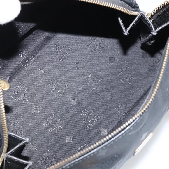 MCM Logogram Vicetos Hand Bag PVC Black Gold Auth BA11589