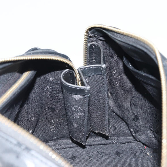 MCM Logogram Vicetos Hand Bag PVC Black Gold Auth BA11589