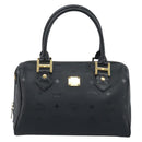 MCM Logogram Vicetos Hand Bag PVC Black Gold Auth BA11589-13
