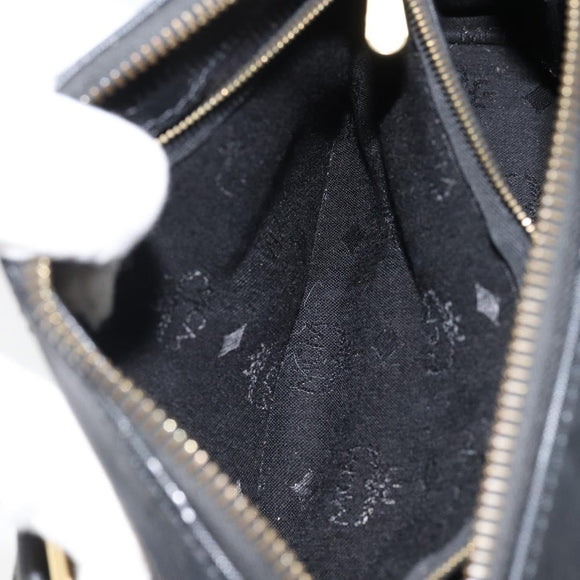 MCM Logogram Vicetos Hand Bag PVC Black Gold Auth BA11589