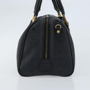 MCM Logogram Vicetos Hand Bag PVC Black Gold Auth BA11589-4