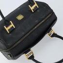 MCM Logogram Vicetos Hand Bag PVC Black Gold Auth BA11589-6