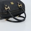 MCM Logogram Vicetos Hand Bag PVC Black Gold Auth BA11589-7