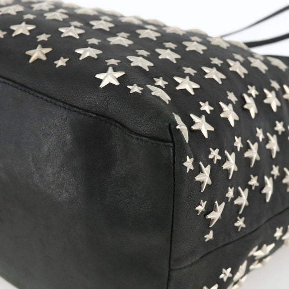Jimmy Choo Tote Bag Leather Black Silver Auth BA11590