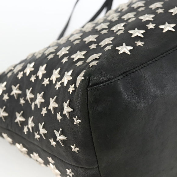 Jimmy Choo Tote Bag Leather Black Silver Auth BA11590