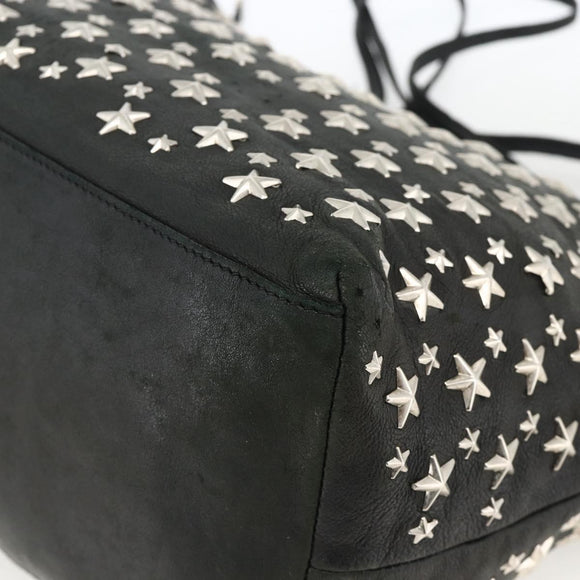Jimmy Choo Tote Bag Leather Black Silver Auth BA11590