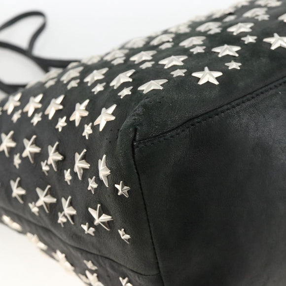 Jimmy Choo Tote Bag Leather Black Silver Auth BA11590