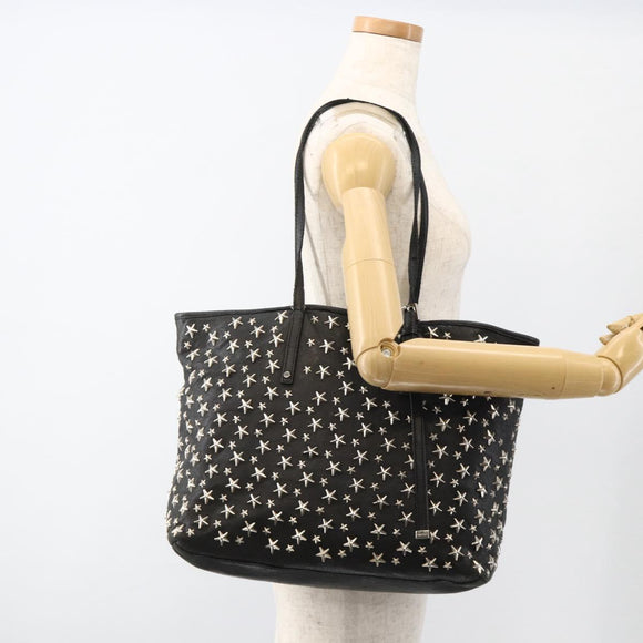 Jimmy Choo Tote Bag Leather Black Silver Auth BA11590