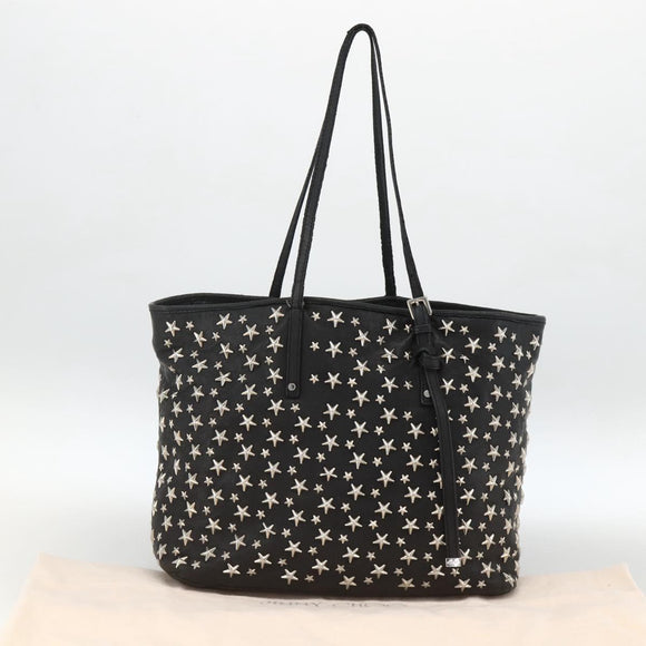Jimmy Choo Tote Bag Leather Black Silver Auth BA11590
