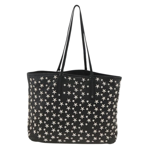 Jimmy Choo Tote Bag Leather Black Silver Auth BA11590