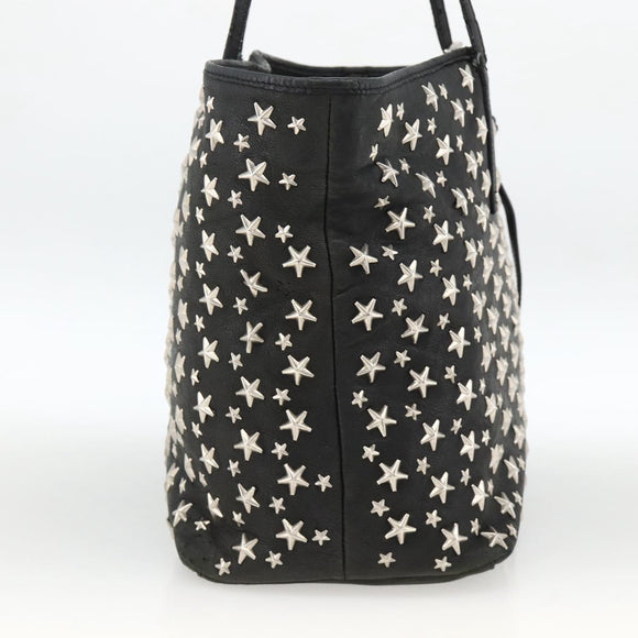Jimmy Choo Tote Bag Leather Black Silver Auth BA11590