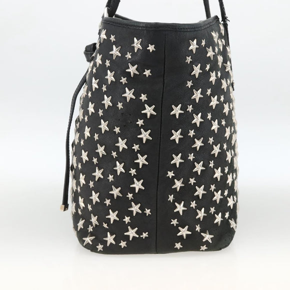 Jimmy Choo Tote Bag Leather Black Silver Auth BA11590