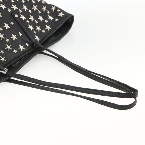 Jimmy Choo Tote Bag Leather Black Silver Auth BA11590