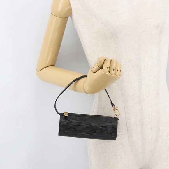 LOUIS VUITTON Epi Soufflot Pouch Pouch Black LV Auth BA11601