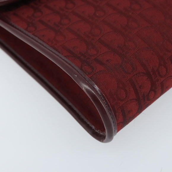 Christian Dior Trotter Canvas Shoulder Bag Red Gold Auth BA11606