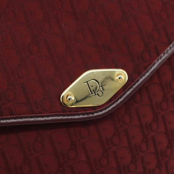 Christian Dior Trotter Canvas Shoulder Bag Red Gold Auth BA11606