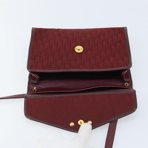 Christian Dior Trotter Canvas Shoulder Bag Red Gold Auth BA11606