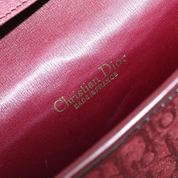 Christian Dior Trotter Canvas Shoulder Bag Red Gold Auth BA11606