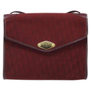 Christian Dior Trotter Canvas Shoulder Bag Red Gold Auth BA11606-13