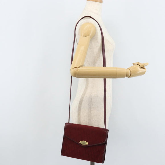 Christian Dior Trotter Canvas Shoulder Bag Red Gold Auth BA11606