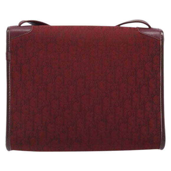 Christian Dior Trotter Canvas Shoulder Bag Red Gold Auth BA11606