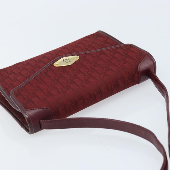 Christian Dior Trotter Canvas Shoulder Bag Red Gold Auth BA11606