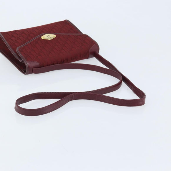 Christian Dior Trotter Canvas Shoulder Bag Red Gold Auth BA11606