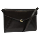 BALLY Shoulder Bag Leather Dark Brown Gold Auth BA1161-1