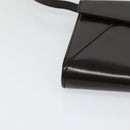 BALLY Shoulder Bag Leather Dark Brown Gold Auth BA1161-10