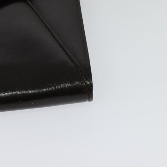 BALLY Shoulder Bag Leather Dark Brown Gold Auth BA1161