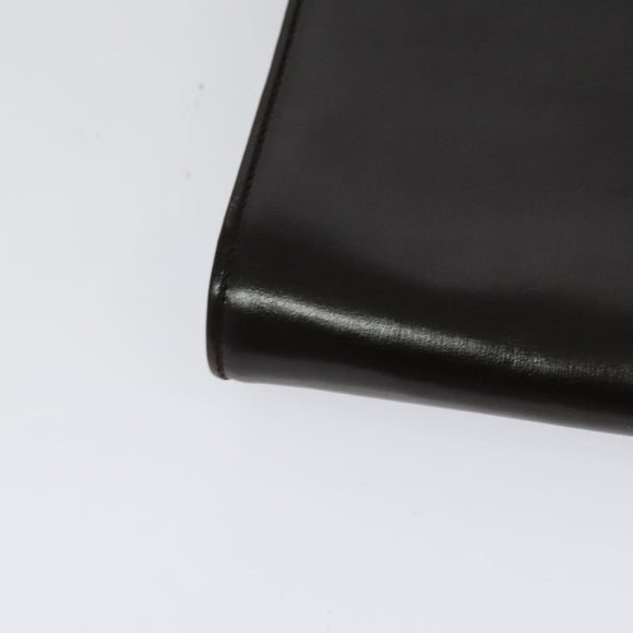 BALLY Shoulder Bag Leather Dark Brown Gold Auth BA1161