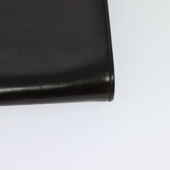 BALLY Shoulder Bag Leather Dark Brown Gold Auth BA1161