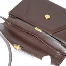 BALLY Shoulder Bag Leather Dark Brown Gold Auth BA1161-10