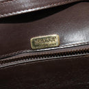 BALLY Shoulder Bag Leather Dark Brown Gold Auth BA1161-16