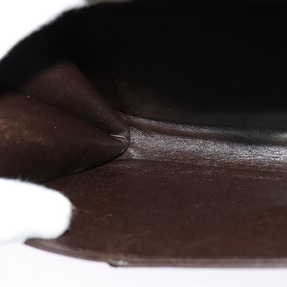 BALLY Shoulder Bag Leather Dark Brown Gold Auth BA1161