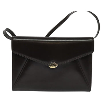 BALLY Shoulder Bag Leather Dark Brown Gold Auth BA1161 - 0