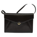 BALLY Shoulder Bag Leather Dark Brown Gold Auth BA1161-13