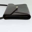 BALLY Shoulder Bag Leather Dark Brown Gold Auth BA1161-4