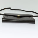 BALLY Shoulder Bag Leather Dark Brown Gold Auth BA1161-9