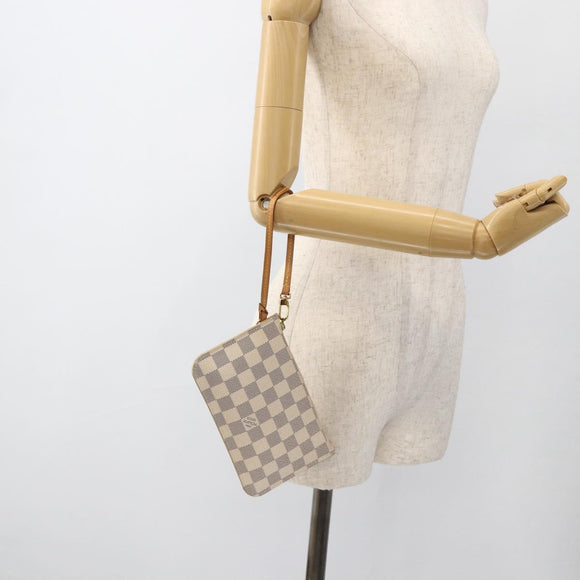 LOUIS VUITTON Damier Azur Neverfull PM Pouch Accessory Pouch LV Auth BA11621