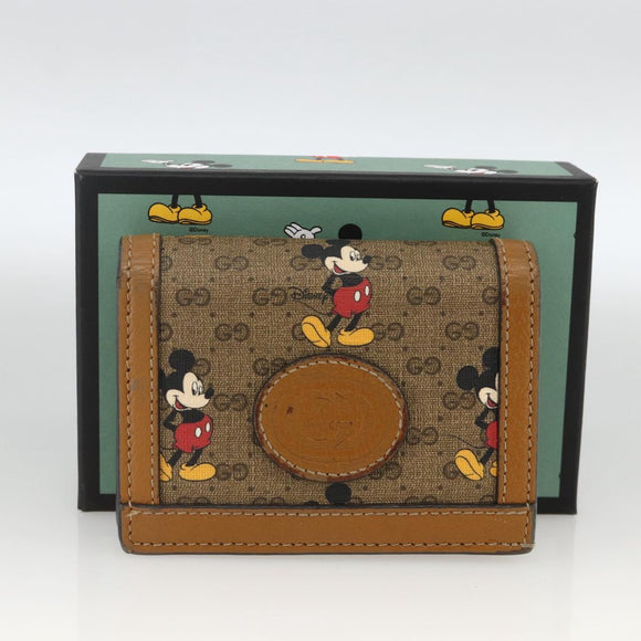 GUCCI Micro GG Supreme Wallet PVC GUCCIxDisney Beige Gold 602534 Auth BA11628A