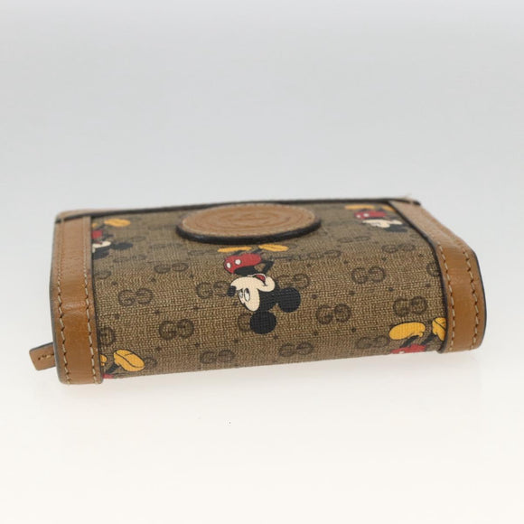 GUCCI Micro GG Supreme Wallet PVC GUCCIxDisney Beige Gold 602534 Auth BA11628A