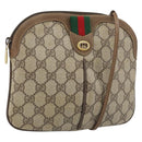 GUCCI GG Supreme Web Sherry Line Bag PVC Beige Gold 904 02 047 Auth BA11637-1