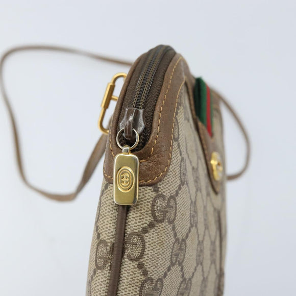GUCCI GG Supreme Web Sherry Line Bag PVC Beige Gold 904 02 047 Auth BA11637