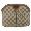 GUCCI GG Supreme Web Sherry Line Bag PVC Beige Gold 904 02 047 Auth BA11637-2