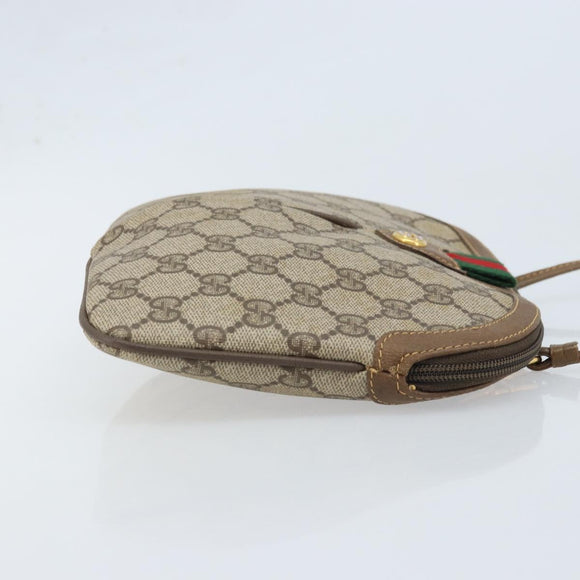 GUCCI GG Supreme Web Sherry Line Bag PVC Beige Gold 904 02 047 Auth BA11637