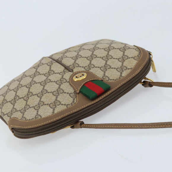 GUCCI GG Supreme Web Sherry Line Bag PVC Beige Gold 904 02 047 Auth BA11637