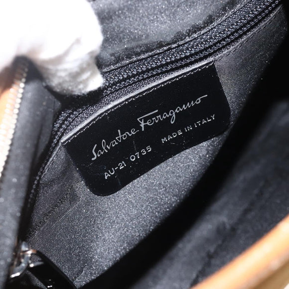 Salvatore Ferragamo Shoulder Bag Nylon Brown Silver Auth BA11638