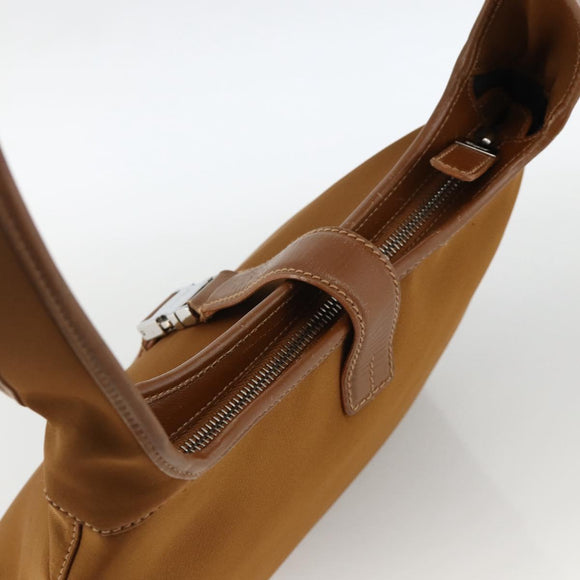 Salvatore Ferragamo Shoulder Bag Nylon Brown Silver Auth BA11638