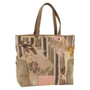Salvatore Ferragamo Tote Bag Canvas Beige Gold Auth BA11639-1